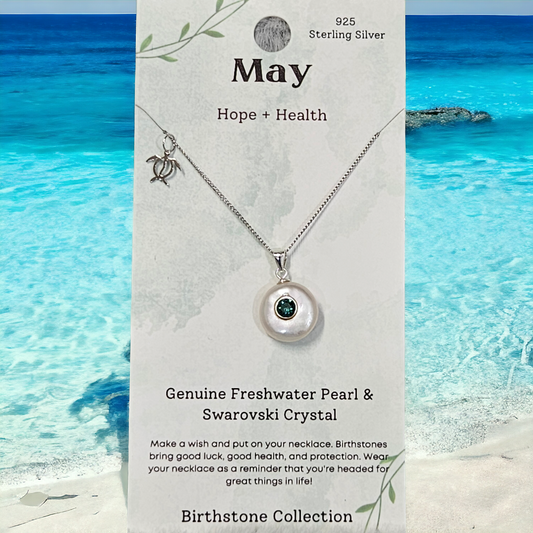 Sterling silver necklace with natural pearl ( May )