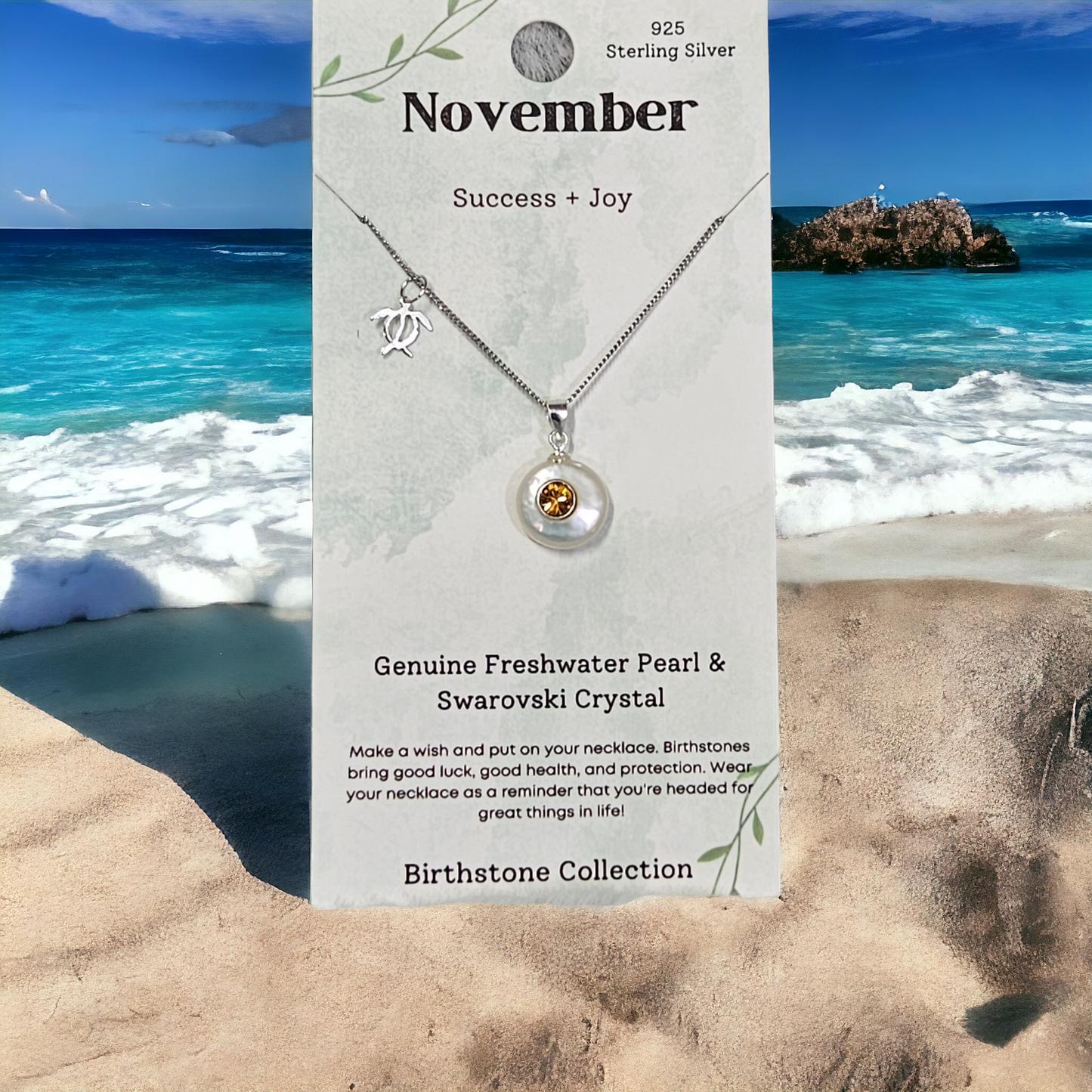 Sterling silver necklace with natural pearl ( November )