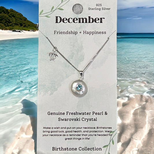 Sterling silver necklace with natural pearl ( December )