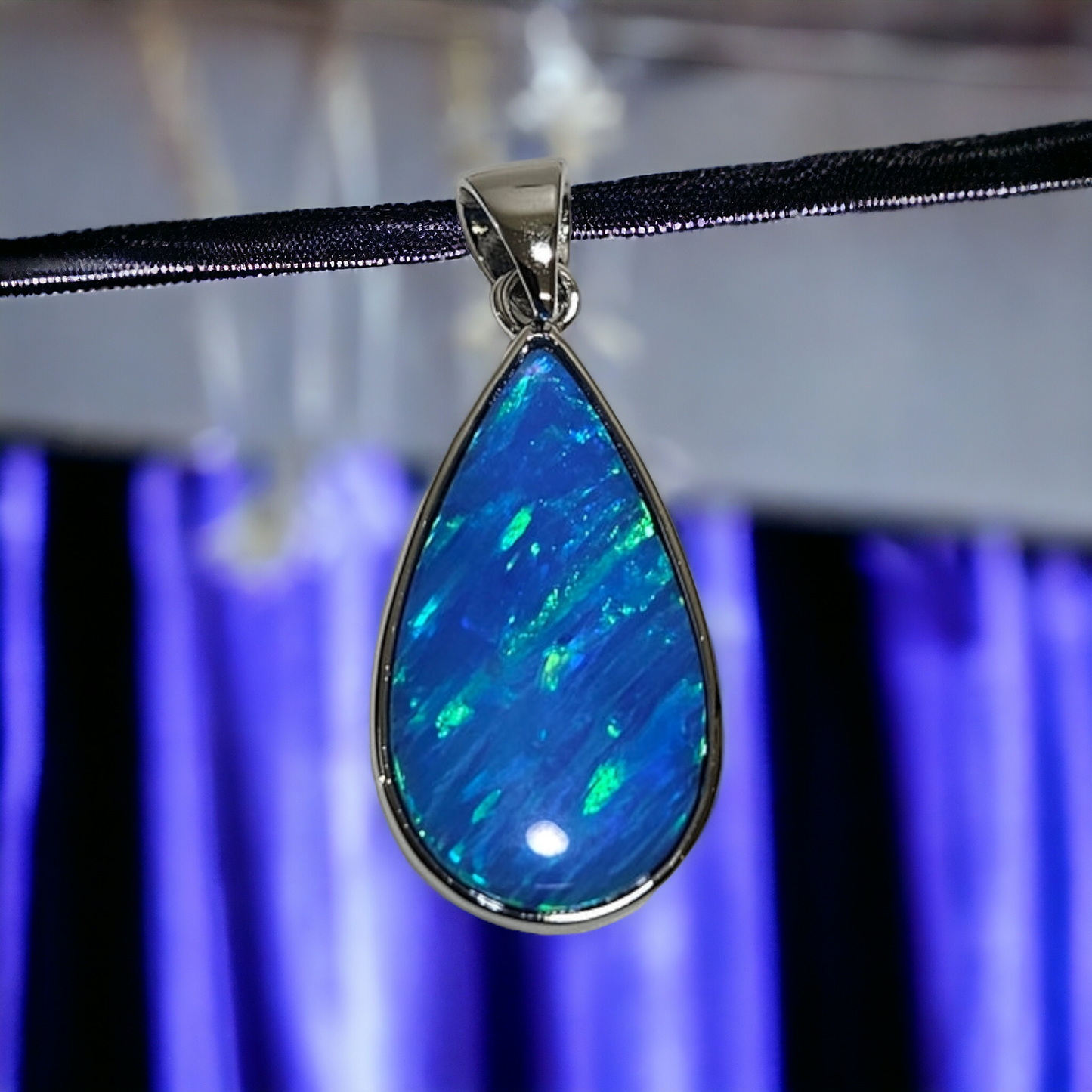 Blue Opal Water drop pendant