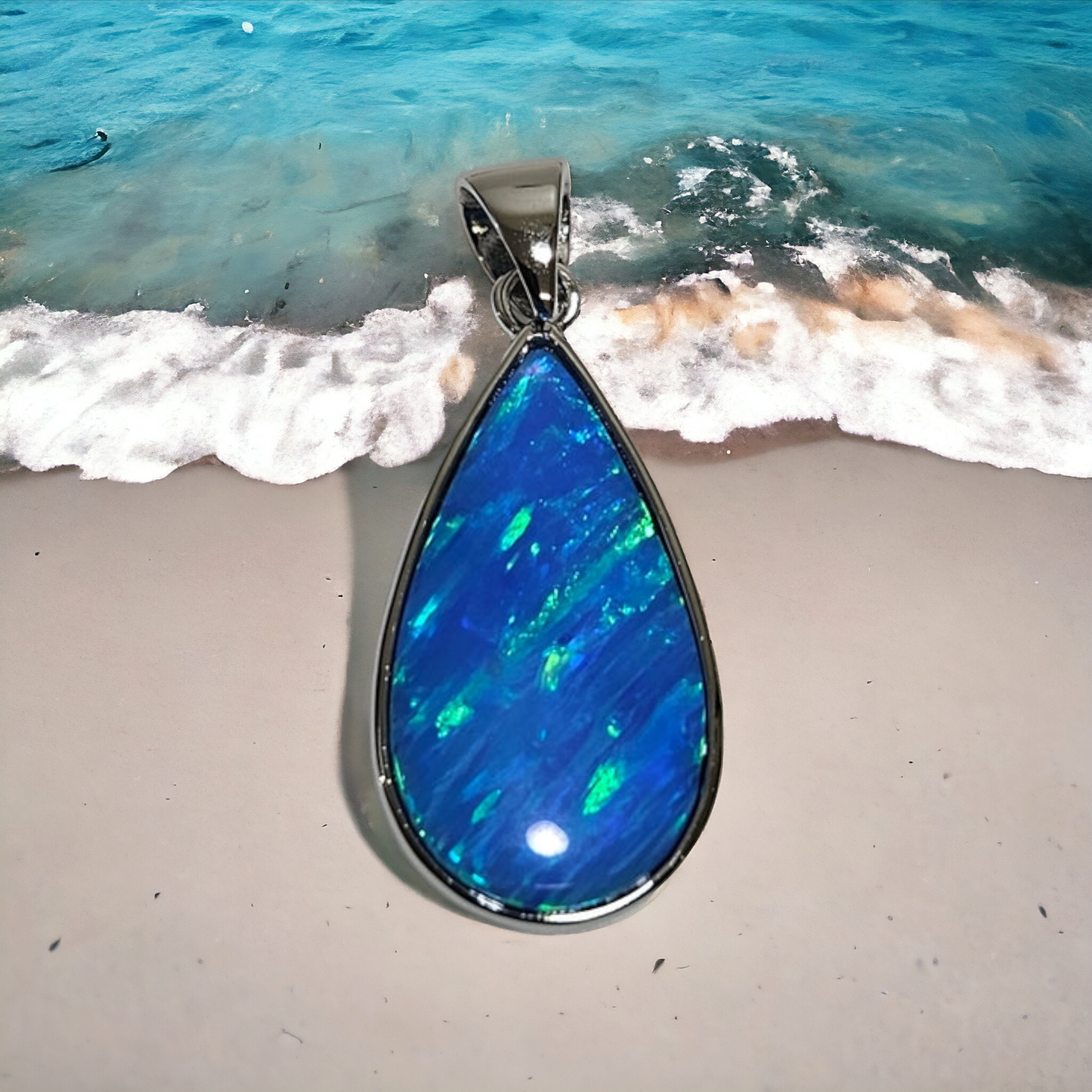 Blue Opal Water drop pendant