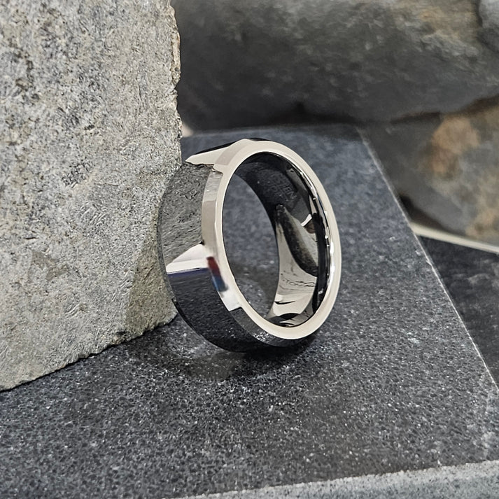 Simple Beveled Edge High polish Tungsten ring