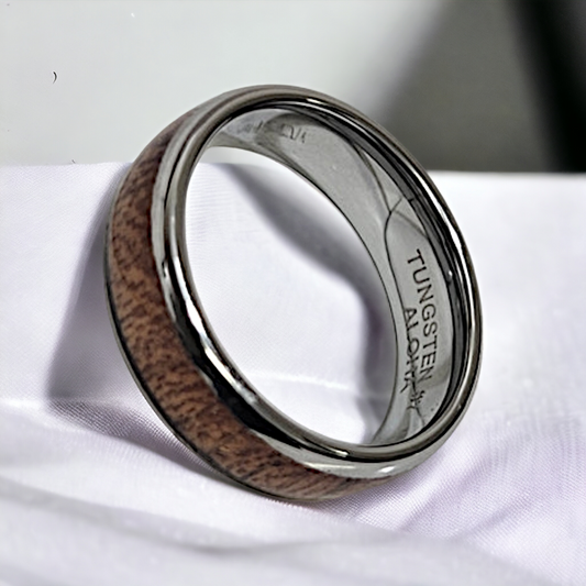 6MM KOA wood Tundsten carbide unisex band