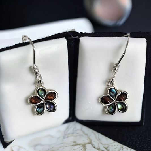 Plumeria earring with Koa wood Abalone shell