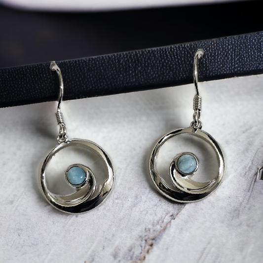 Larimar waves earring