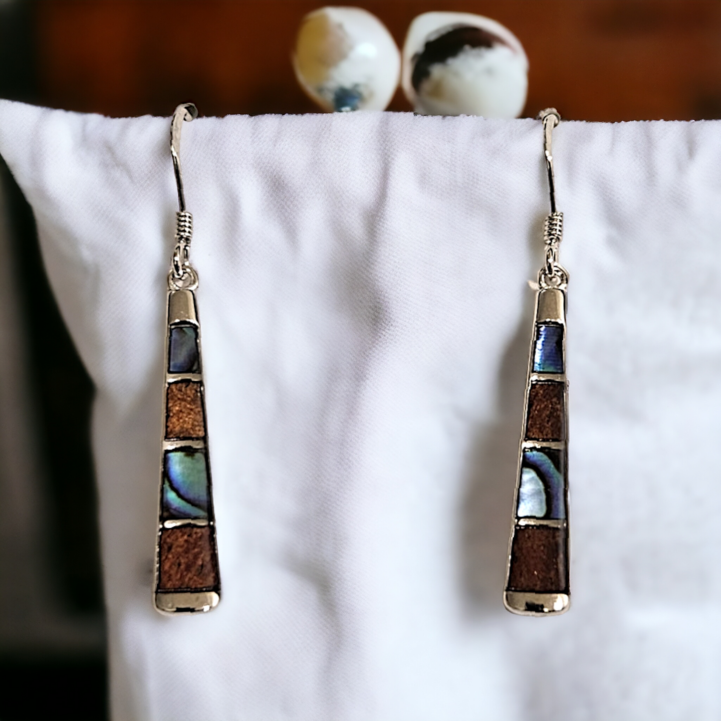 Abalone Koa wood Paddle earring