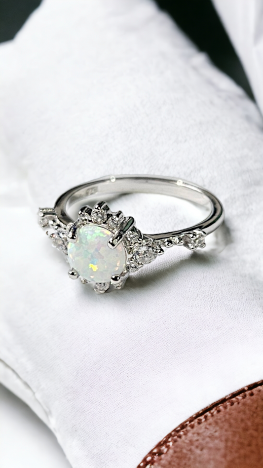 White Opal sterling silver 1001