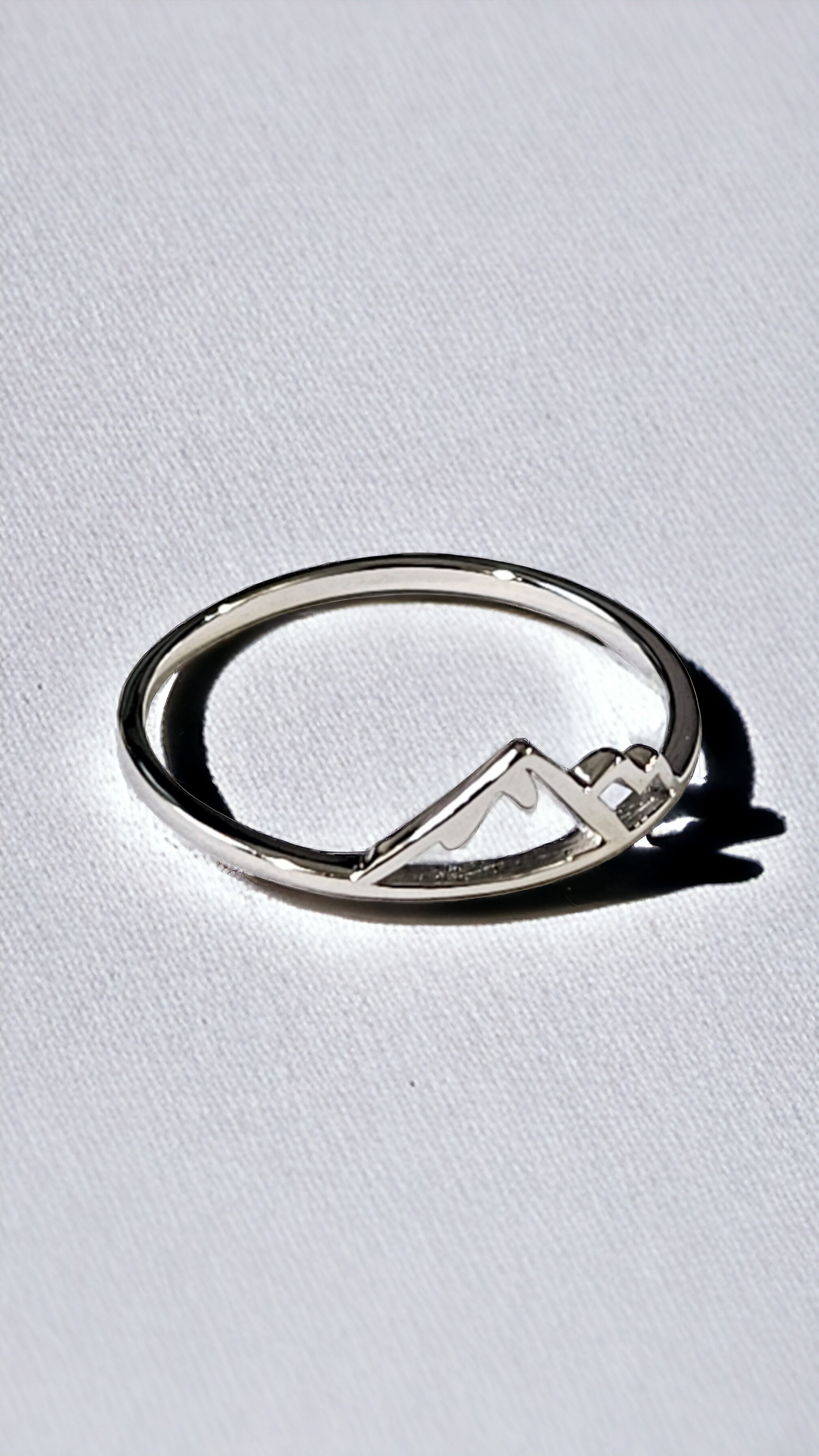 Laser cut mountain silver ring