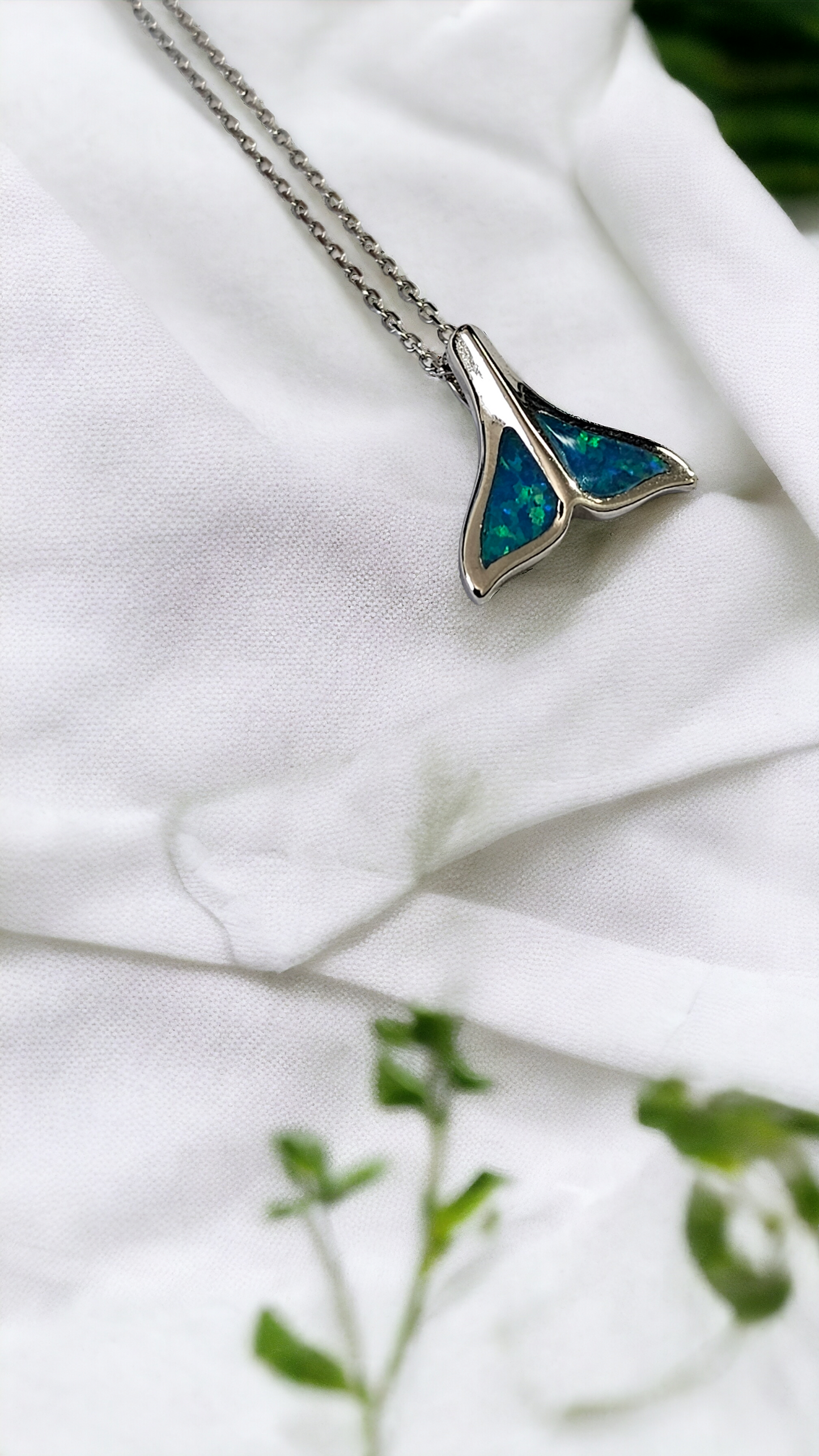 Blue whale tail necklace