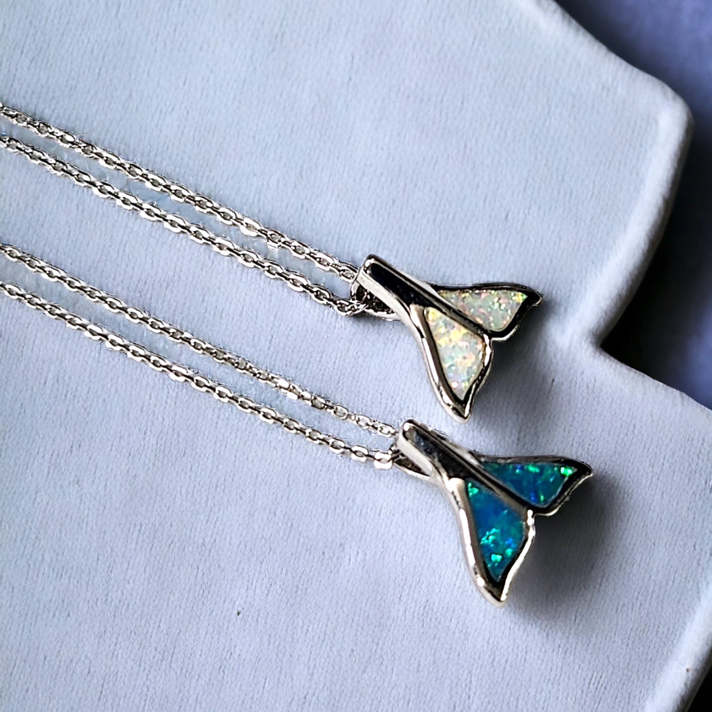 Blue whale tail necklace